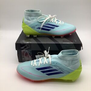 Adidas F50 League Mid FG/MG Soccer Cleats Turquoise Yellow Womens Size‎ 10